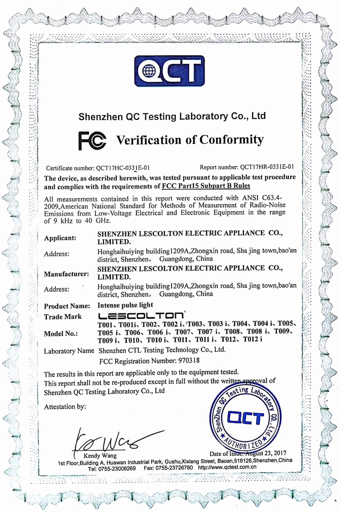 Lescolton certificate